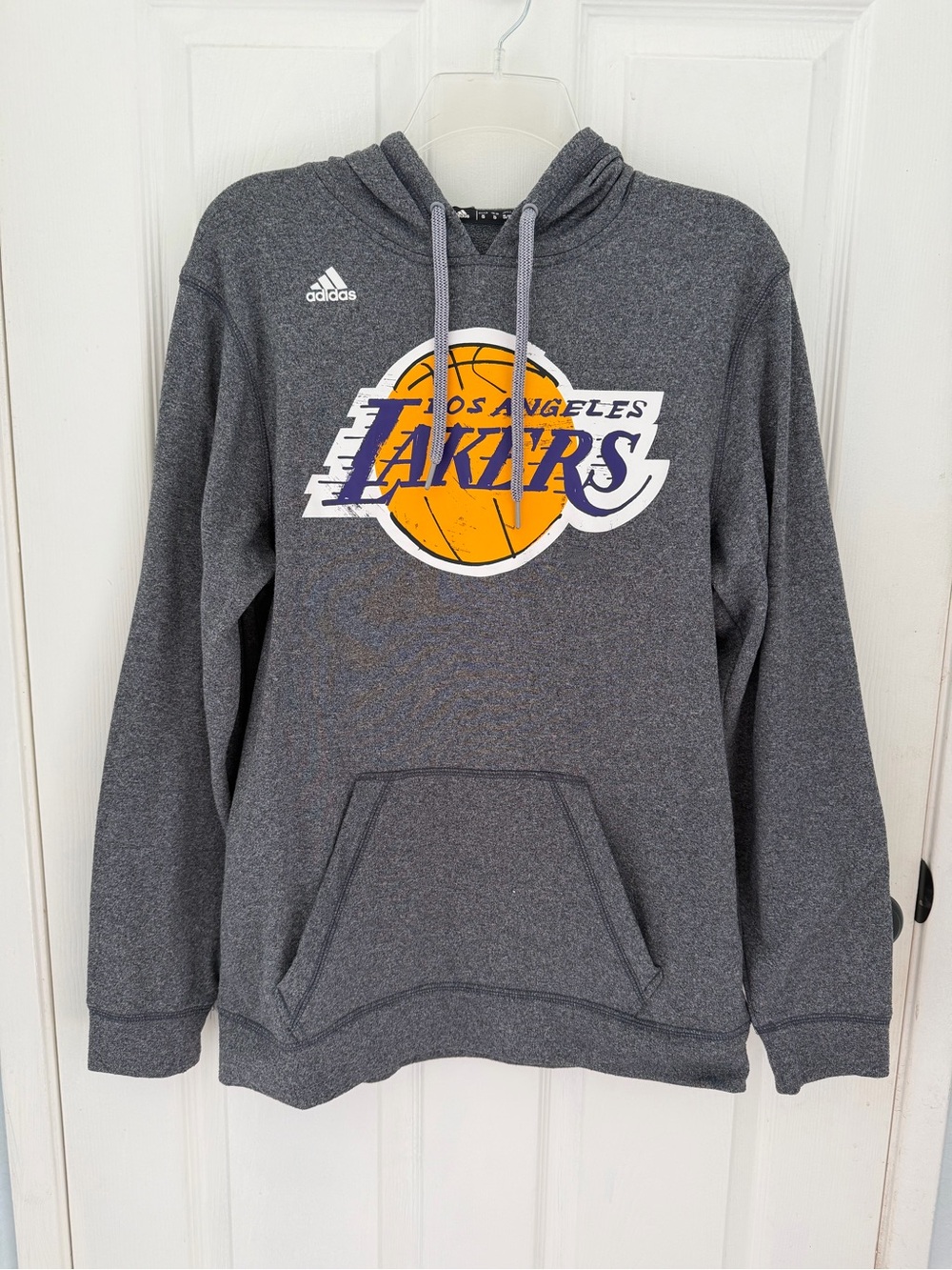 Men’s Adidas Los Angeles Lakers Gray Climawarm Pullover Hoodie Size Small